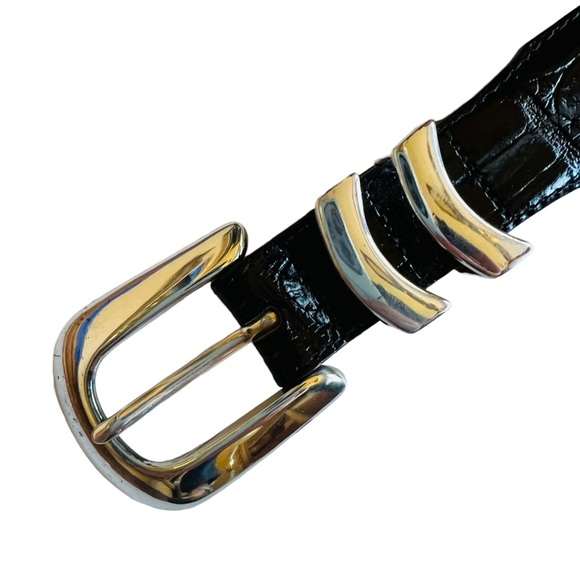 SOLD ❌ Onyx by Brighton Men’s Leather Croc Black Belt 34 - Picture 9 of 10